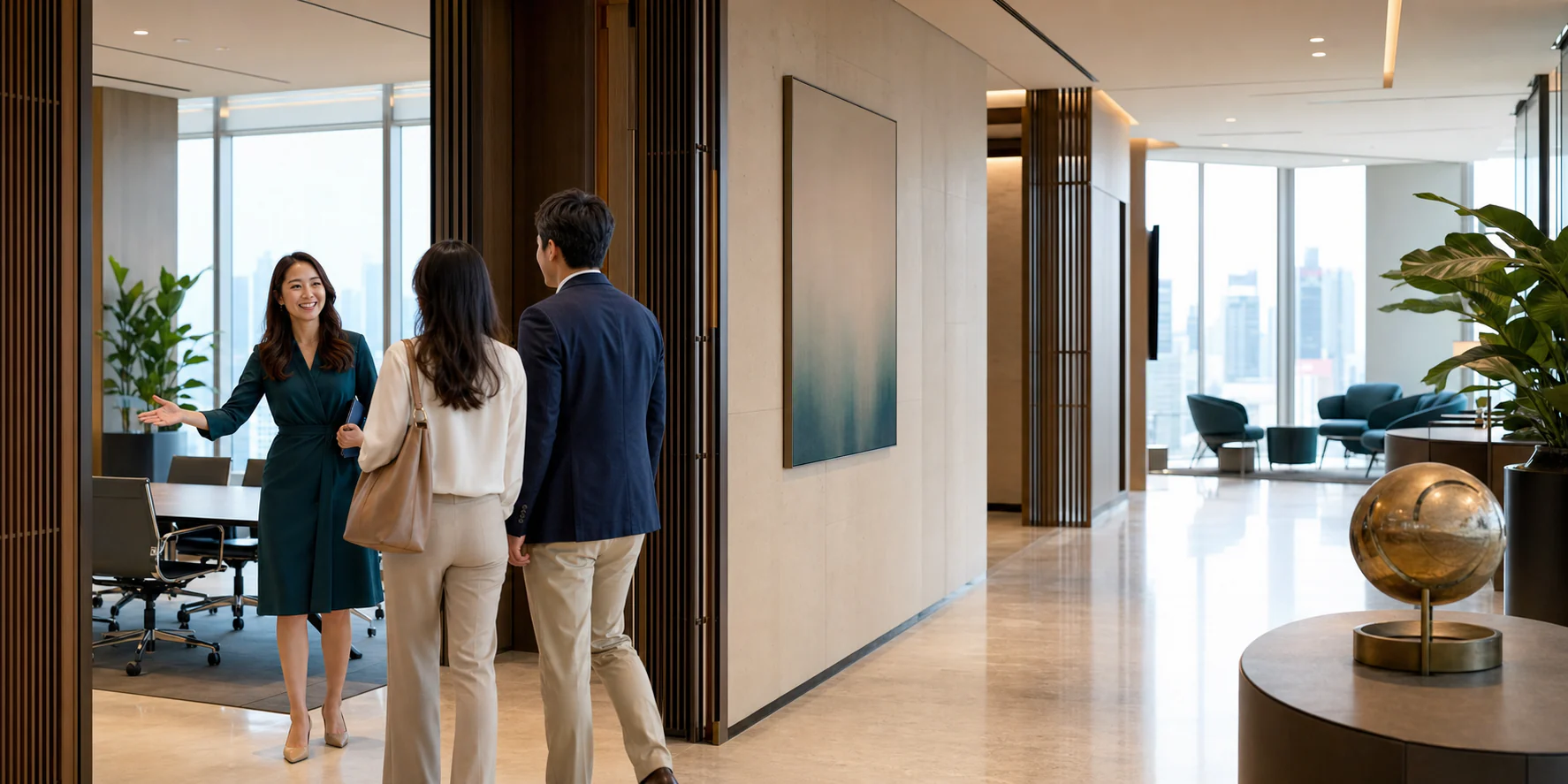 A contemporary office representing Maya's international network